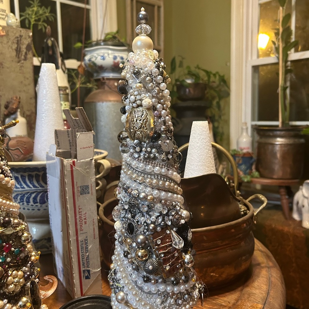 Vintage costume jewelry Christmas tree decoration